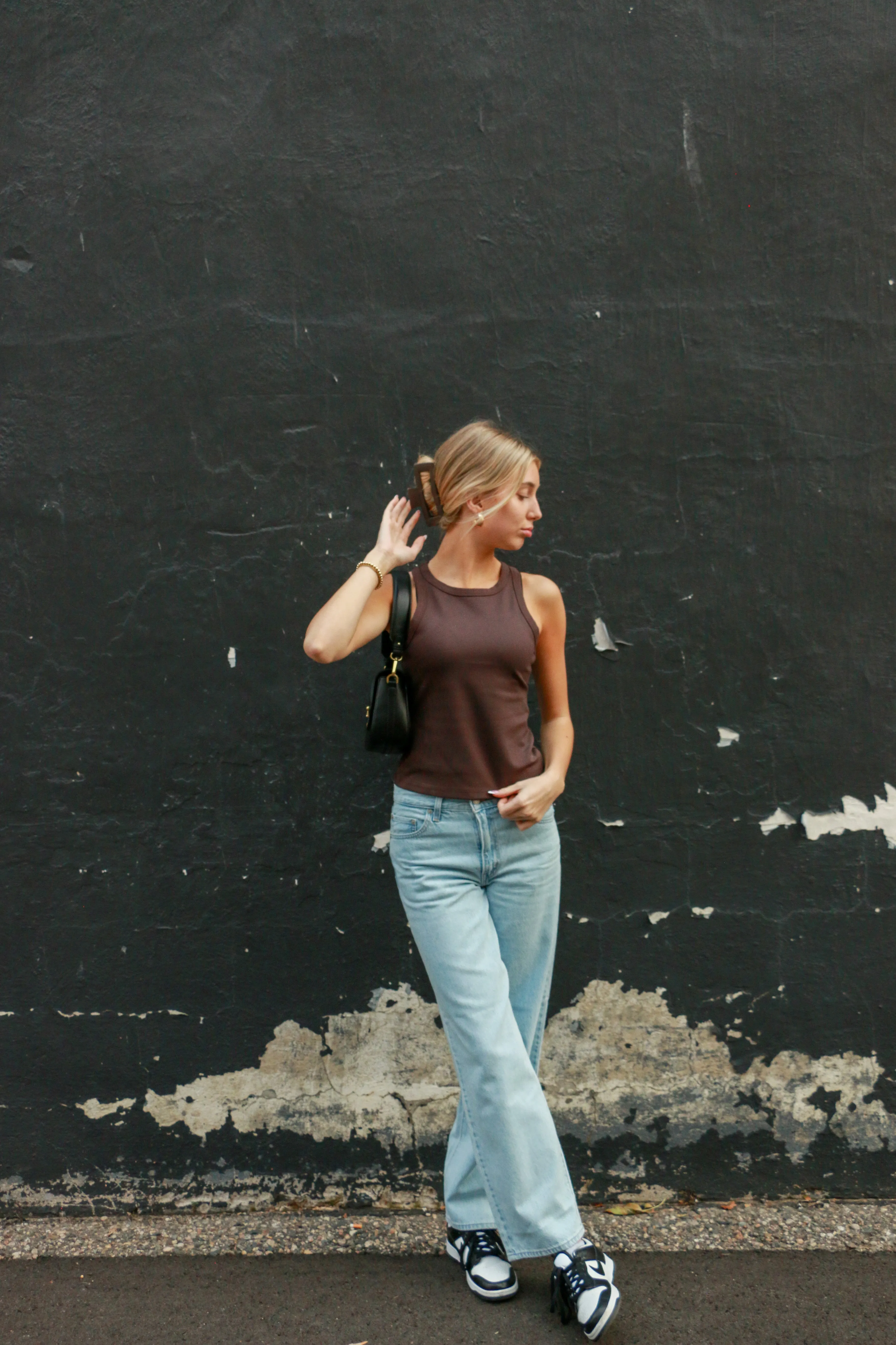 Adina Racer Tank | Dark Brown