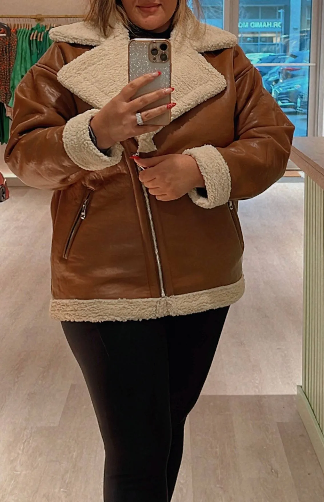 Fleece Lined Leather Milla Jacket