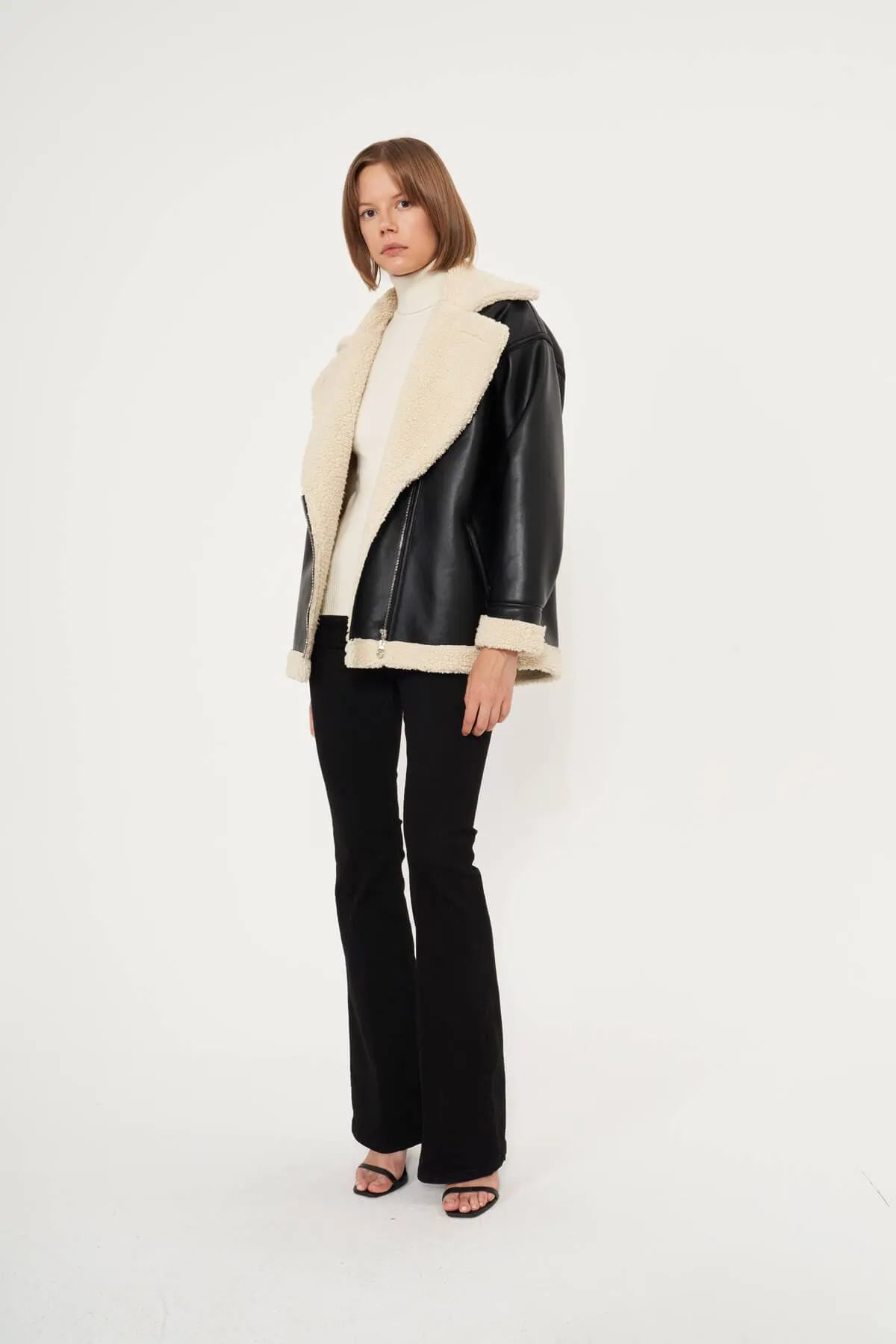 Fleece Lined Leather Milla Jacket