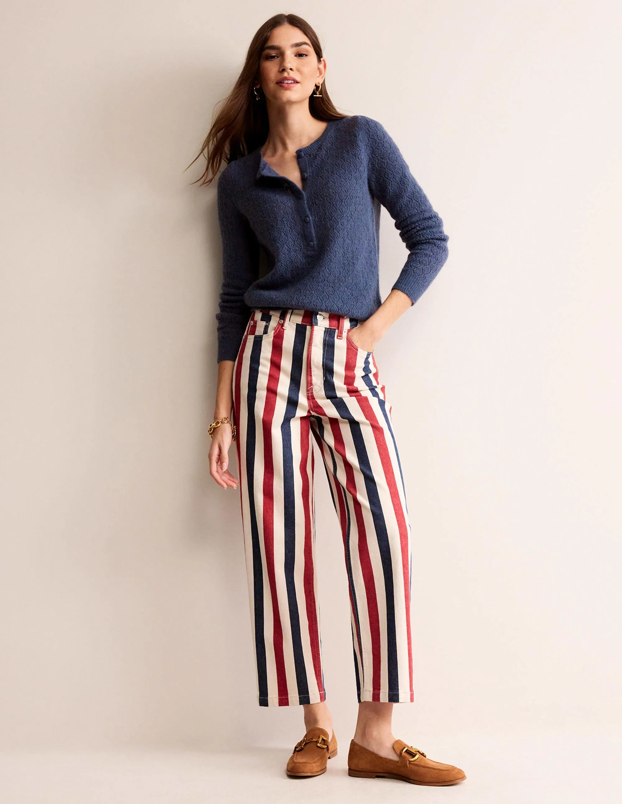 Fluffy Henley Pointelle Jumper-Nightshadow Blue