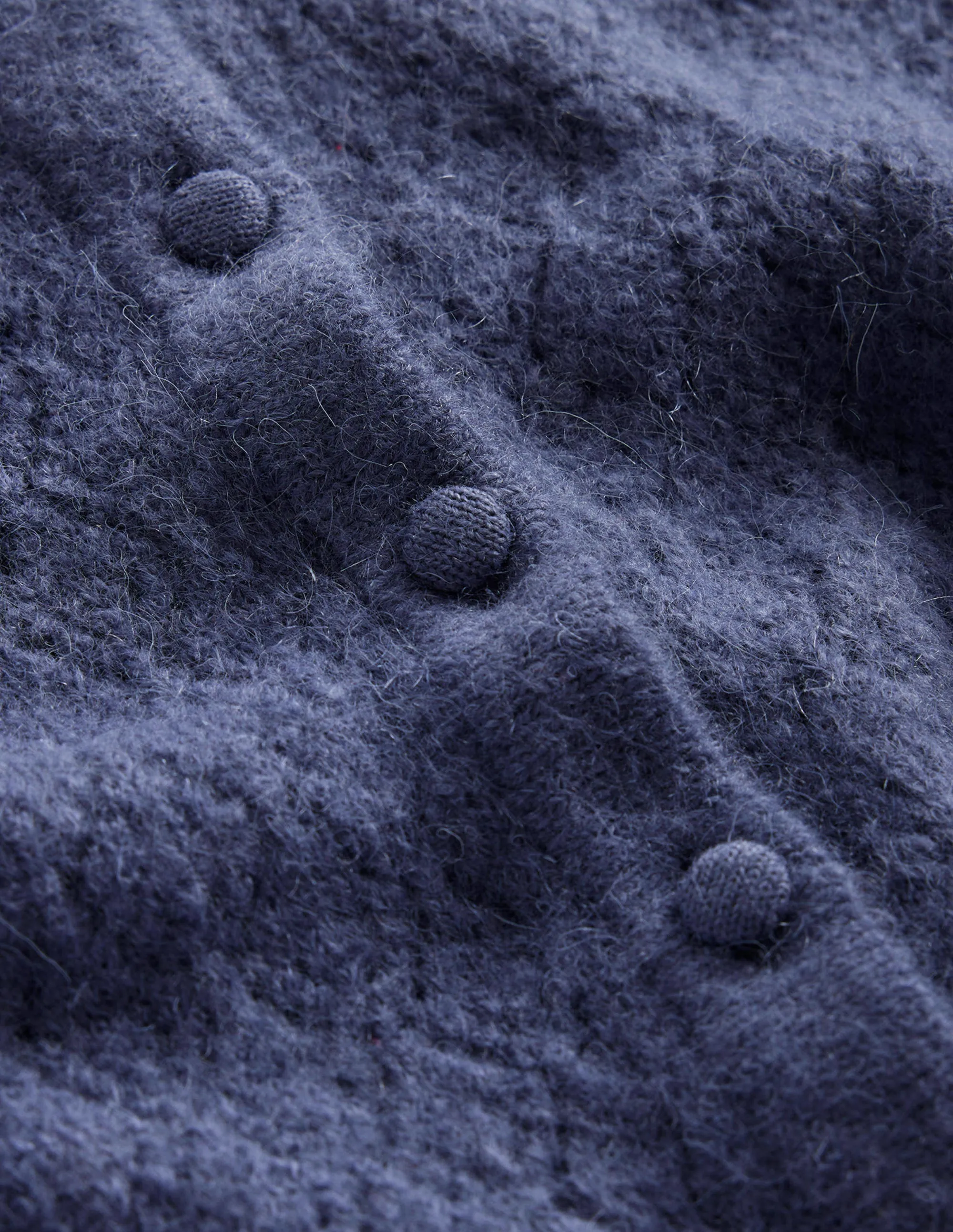 Fluffy Henley Pointelle Jumper-Nightshadow Blue