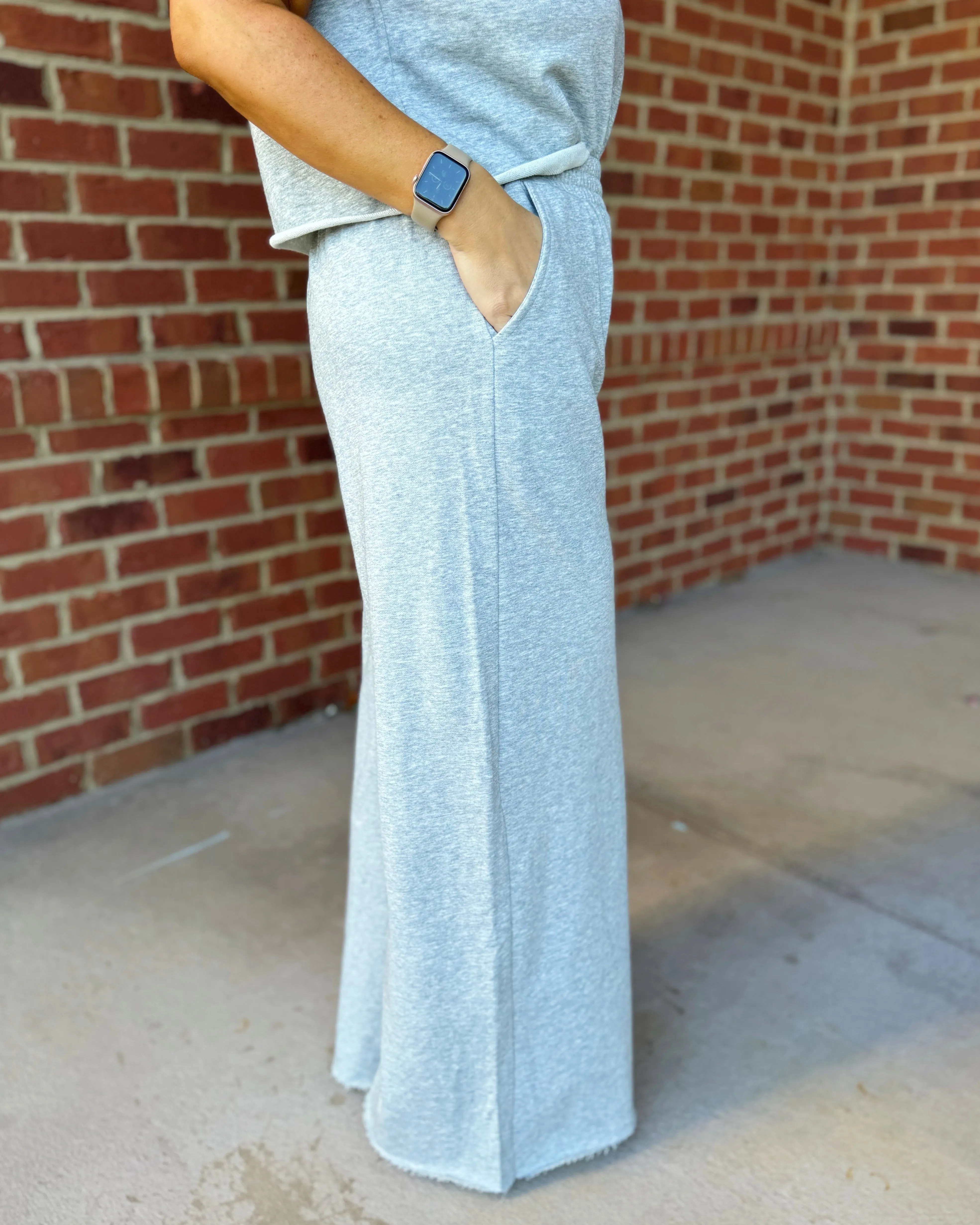 Gianna Wide Leg Pants in Heather Grey
