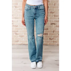 Judy Blue Mid Rise Distressed Released Hem Bootcut Jeans: 9/29