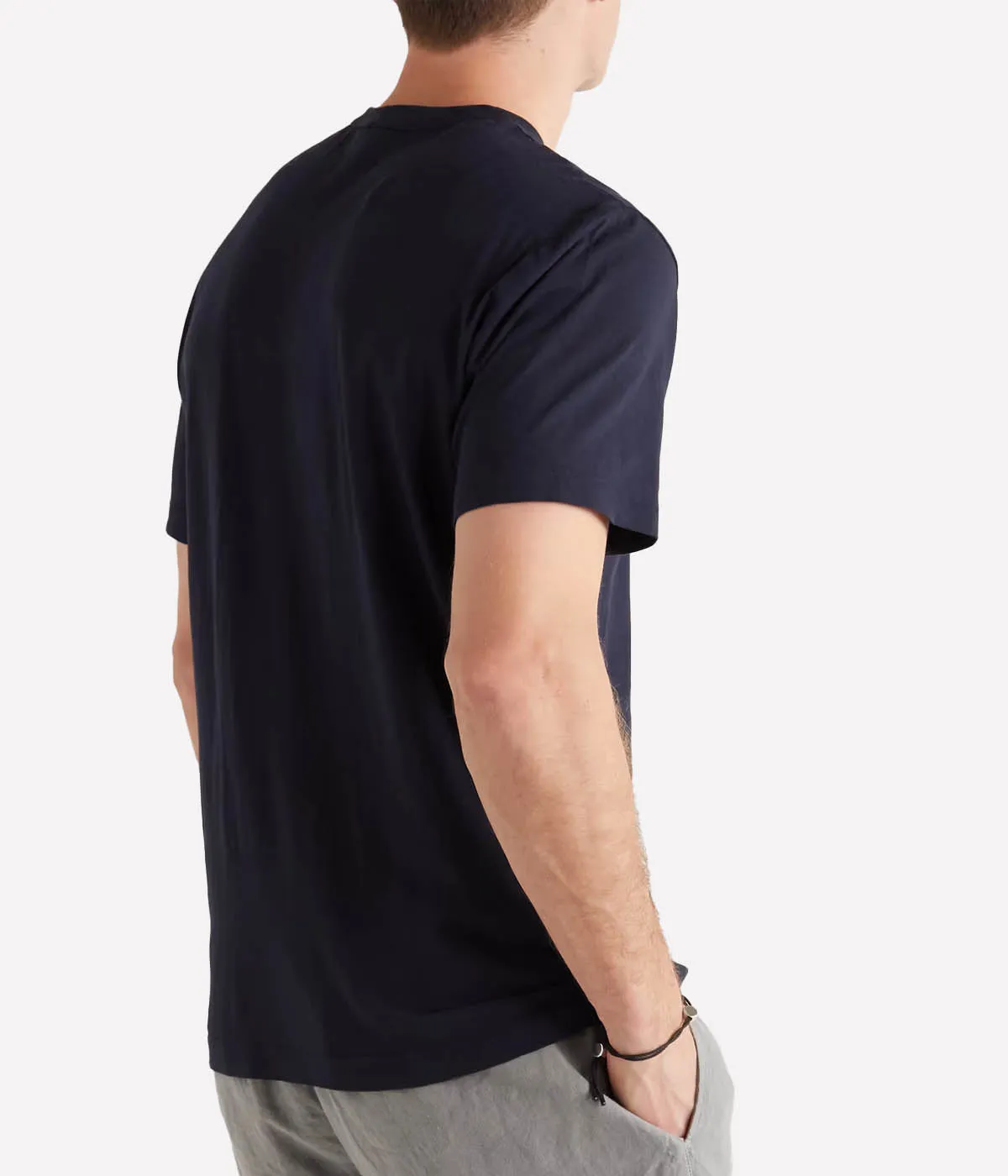 Luxe Lotus Jersey Crew Neck T-Shirt in French Navy