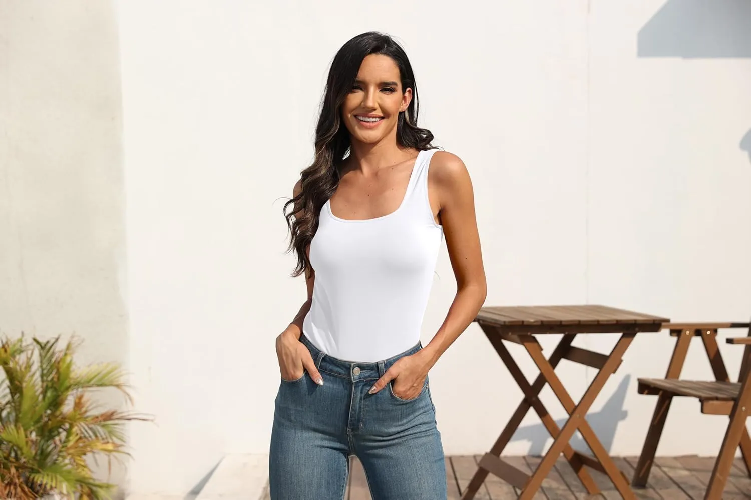 TAIPOVE Square Neck Long Tank Tops for Women Basic Sleeveless Layering Tunic Shirt Ladies Cotton Camis Undershirts 3-Pack