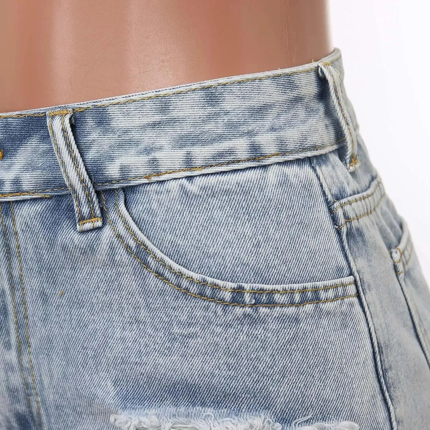 Women's Jeans Shorts Summer Fashion Ripped Jeans Pants with Holes Washed High Waisted Skinny Denim Shorts