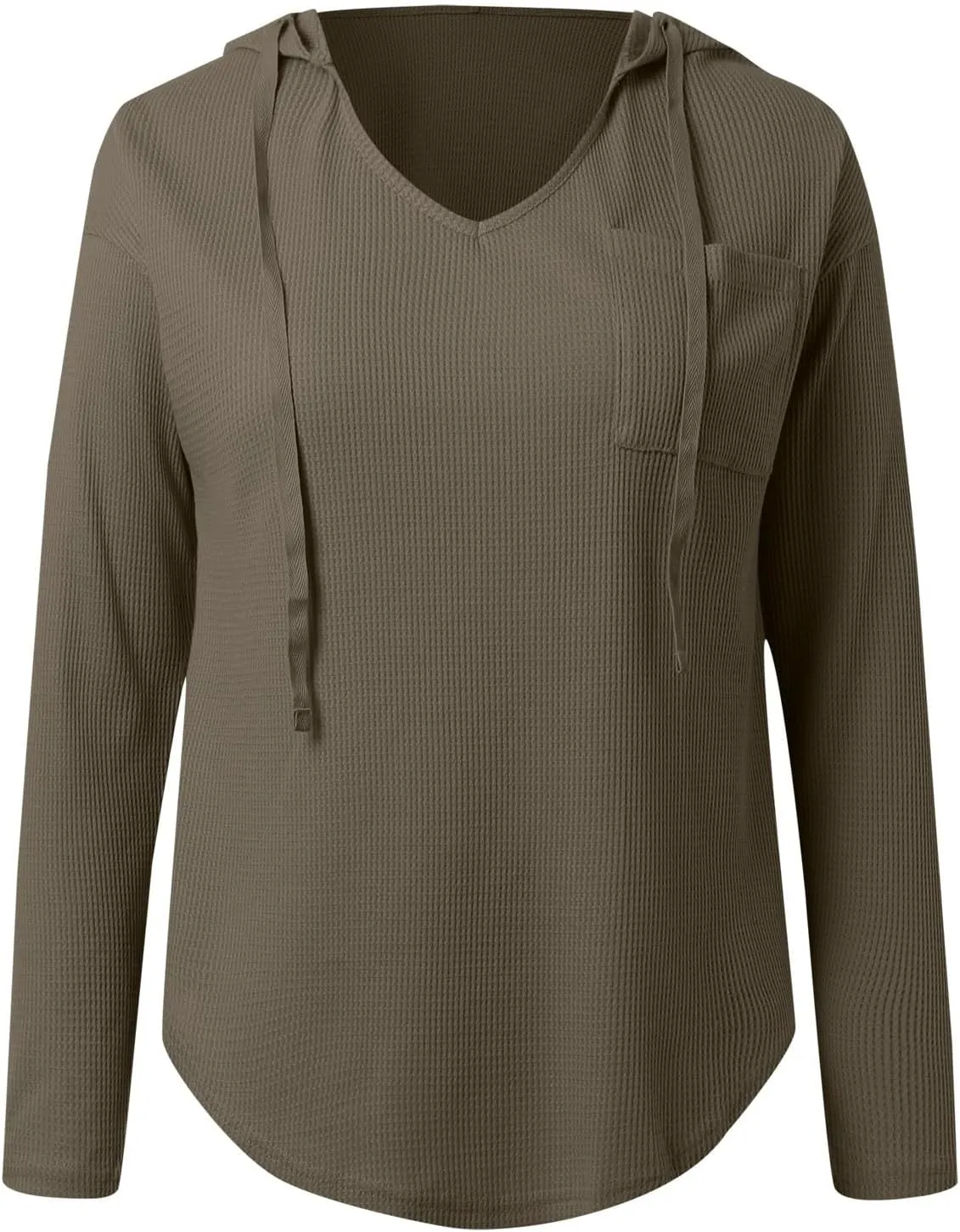 Women's V-neck long-sleeved shirt Fall Sweatshirt Loose Fit Casual Tops Trendy Clothing with Pockets 2024